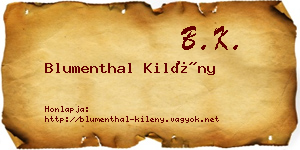 Blumenthal Kilény névjegykártya